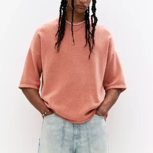 Oversize short sleeve knit top