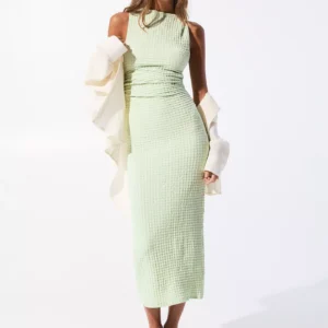 Creased-effect midi dress